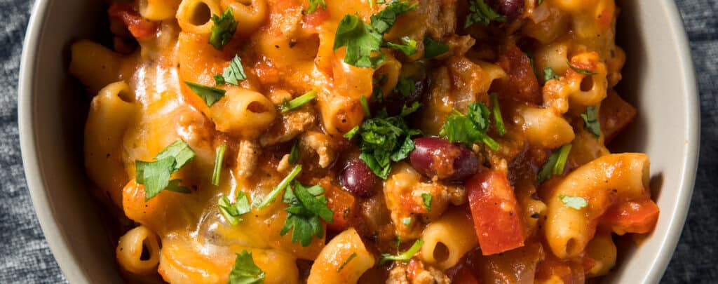 Chili Mac and Cheese with Toppings