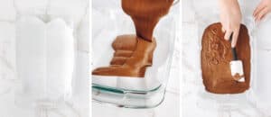 Chocolate Fudge Batter Poured in Baking Pan