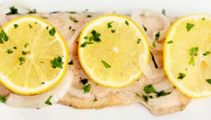 Baked Trout Garnished with Herbs