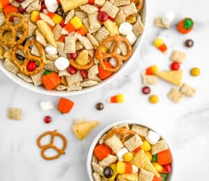Halloween Harvest Treat Mix in Serving Bowls