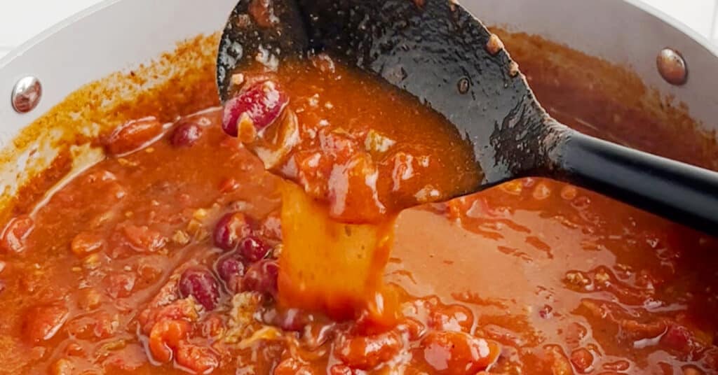 Chili in a Pot with Serving Spoon