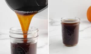 Adding Pumpkin Spice Syrup to Mason Jar