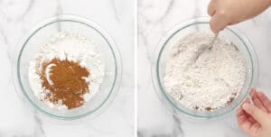 Dry Ingredients in Mixing Bowl for Pumpkin Waffles