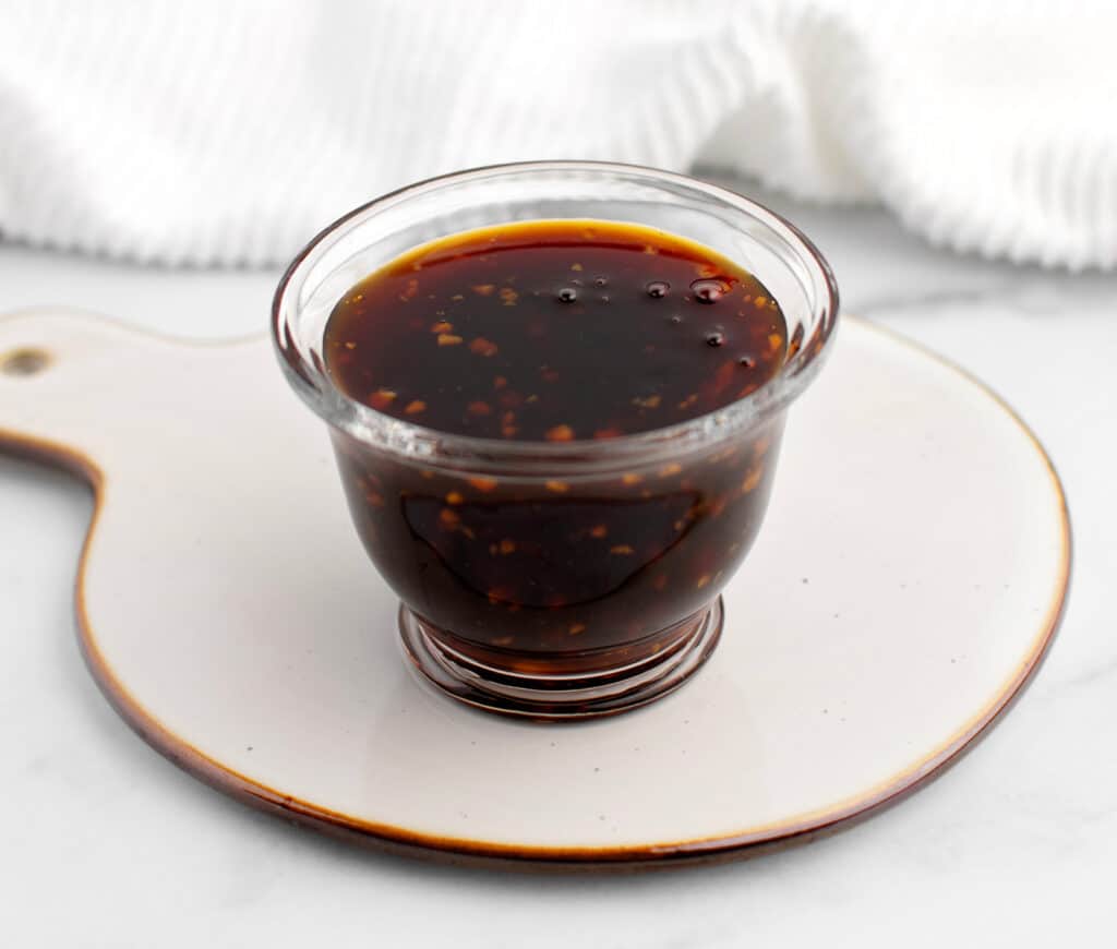 Homemade Teriyaki Sauce in Glass Serving Cup