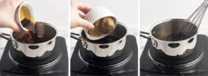Adding Soy Sauce and Brown Sugar to Saucepan on the Stove