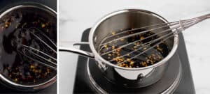 Stirring Made from Scratch Teriyaki Sauce with Whish on Stovetop