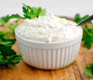 Green Goddess Dip with Parsley Closeup