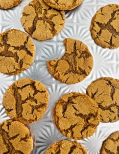 Molasses Cookies on Decorative Cookie Sheet