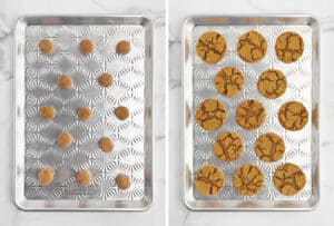 Dough Balls (left) Baked Molasses Cookies (right)