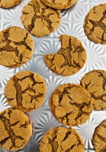Baked Molasses Cookies on Decorative Baking Pan