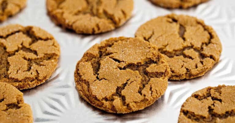 Molasses Cookies on Decorative Cookie Sheet