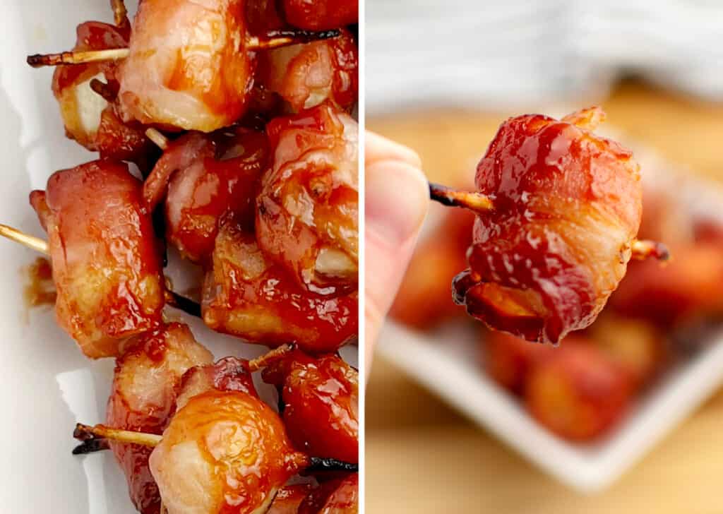 Bacon Wrapped Water Chestnuts Closeup
