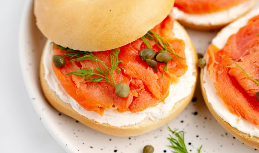 Bagels with Cream Cheese, Smoked Salmon, Capers, Dill