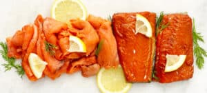 Cold and Hot Smoked Salmon with Lemon and Herbs