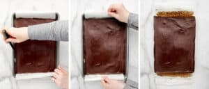 Using a Knife and Parchment Paper to Easily Remove Brownies from Pan