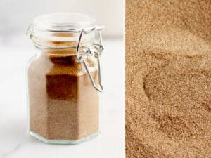 Cinnamon Sugar in Spice Jar (left) and Closeup (right)