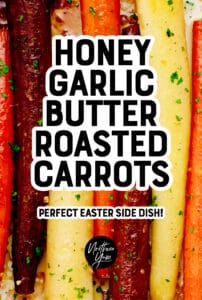 Honey Garlic Butter Roasted Carrots Pin 1