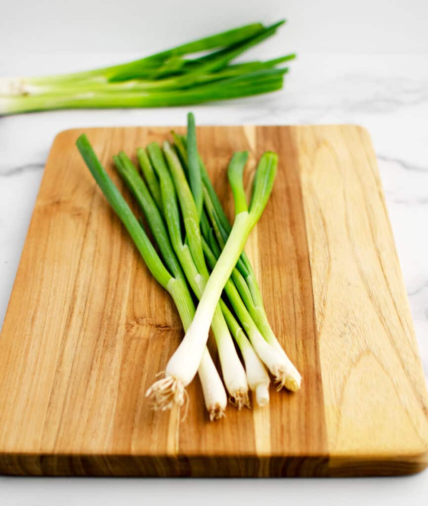 Green Onions on Cutting Board