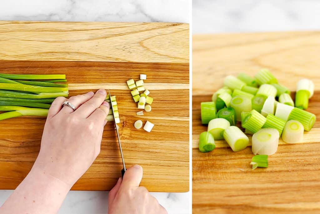 Cut White Section of Green Onions