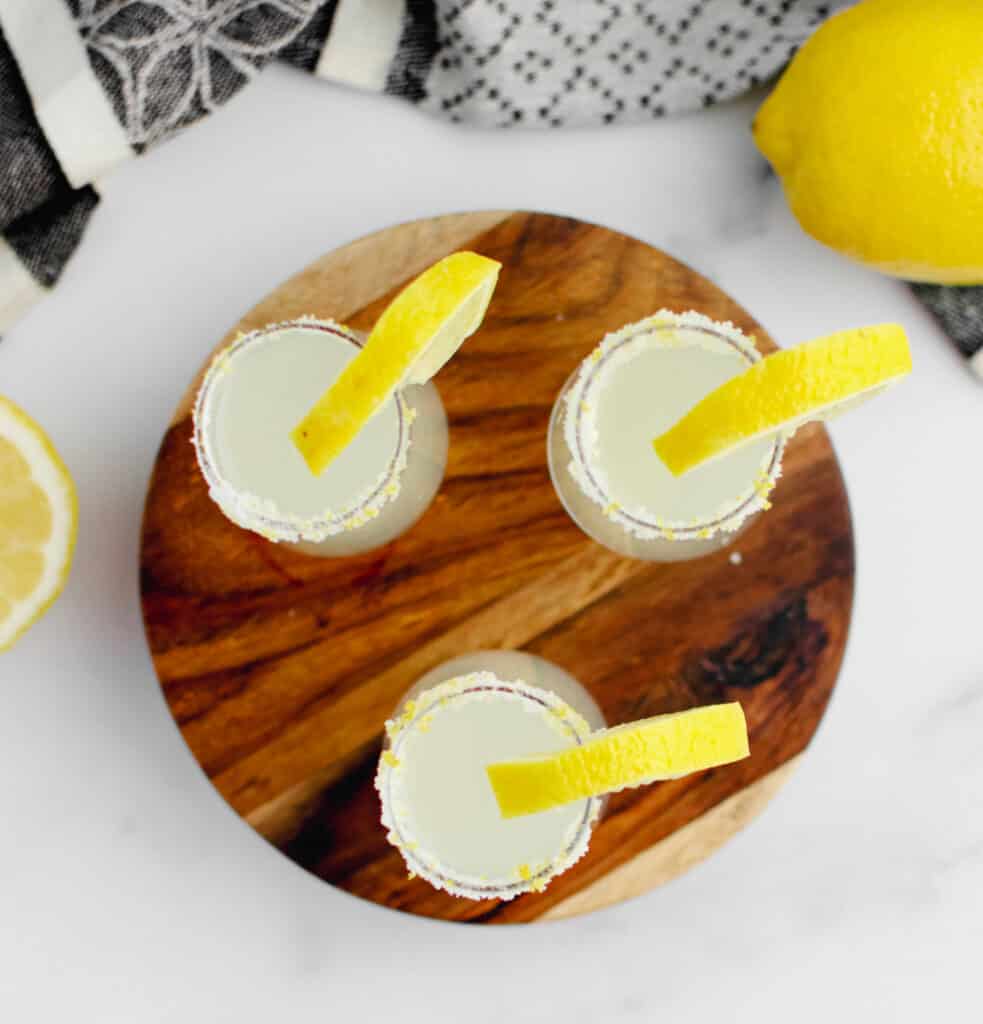 Top Down Lemon Drops with Lemon Wedge