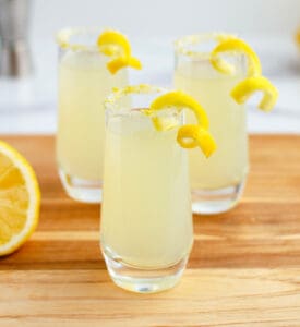 Lemon Drops with Lemon Twist Garnish