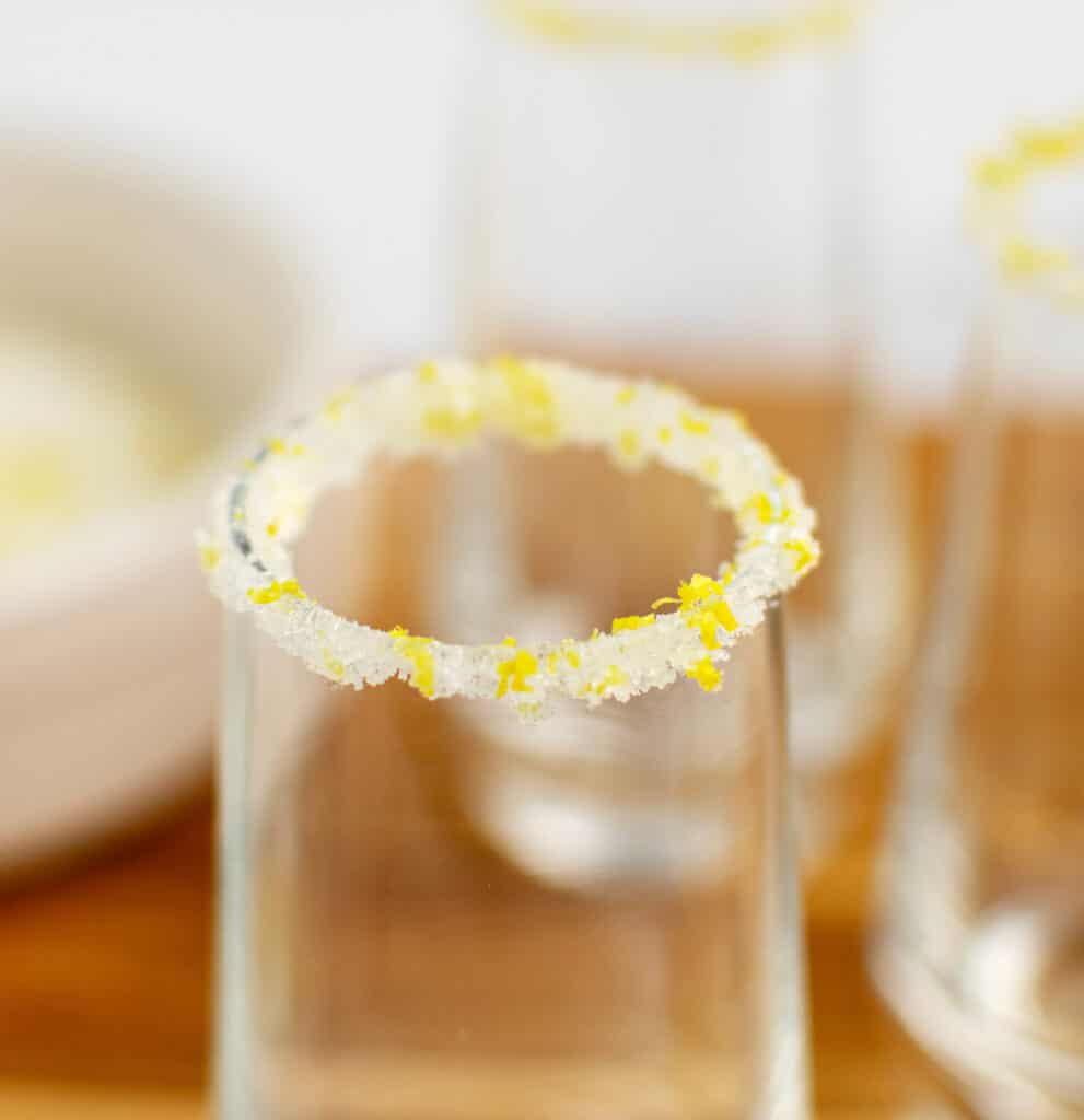 Sugar and Lemon Zest Rim Before Adding Cocktail