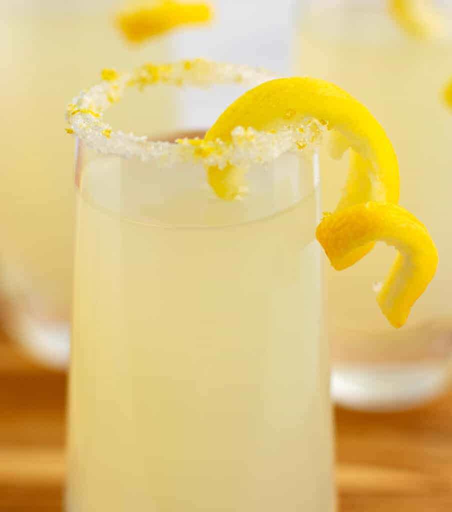 Lemon Drop Shot Closeup with Twist Garnishes