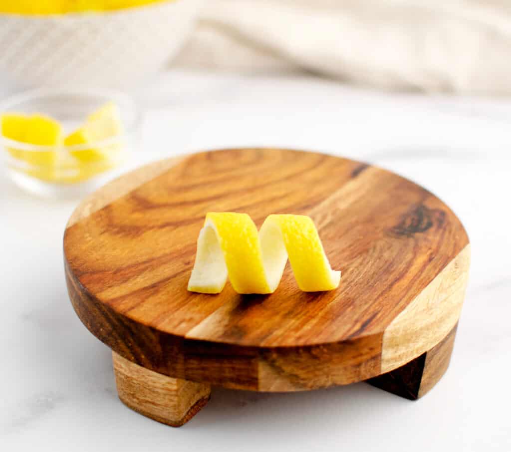 Lemon Twist on Wooden Surface
