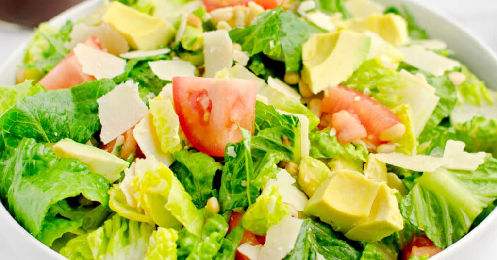 Avocado Tomato Romaine Salad Closeup