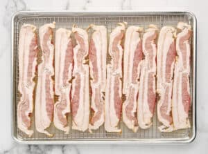 Bacon on Metal Pan with Wire Baking Rack