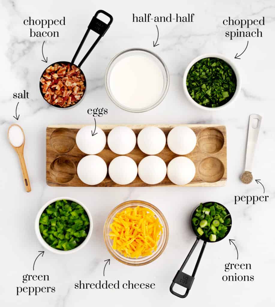 Ingredients for Egg Bites on White Marble Surface