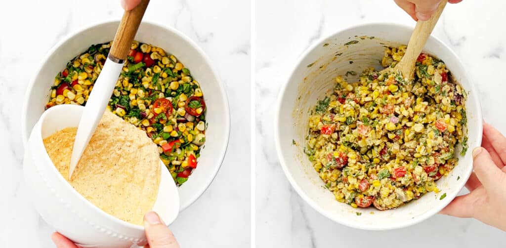 Tossing Salad Together with Dressing 