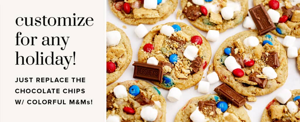 Smores Cookies with Patriotic M&Ms