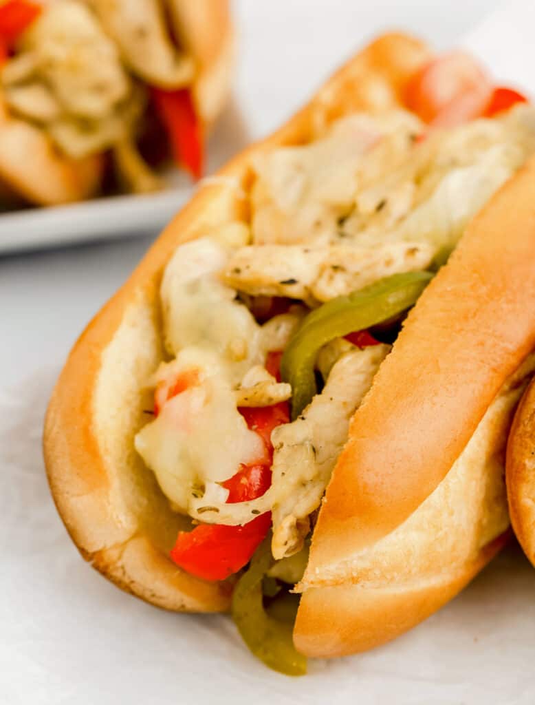 Closeup of Chicken Cheesesteak Sub