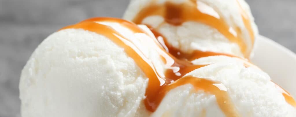 Caramel Sauce on Vanilla Ice Cream