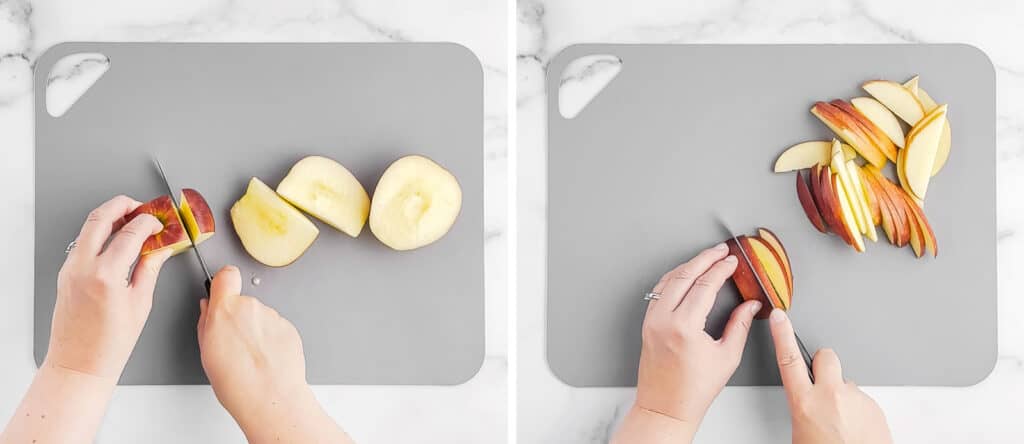 Slicing Apples on a Cutting Board