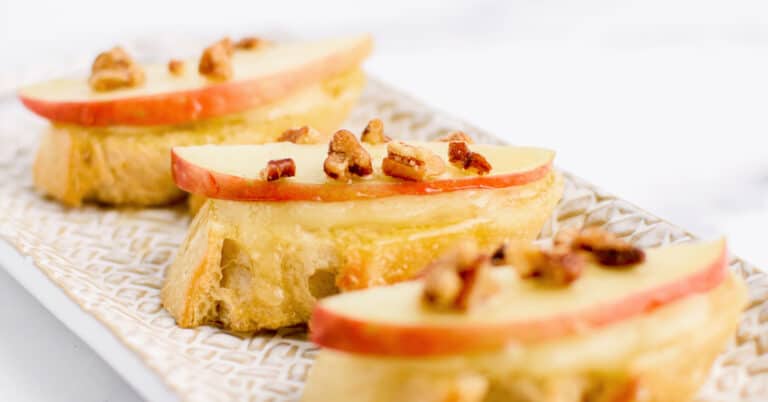 Apple Brie Crostini on Serving Platter