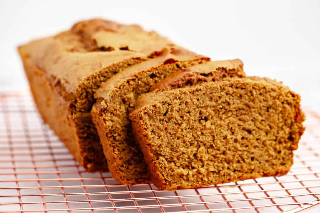 Sliced Pumpkin Bread on Wire Cooling Rack