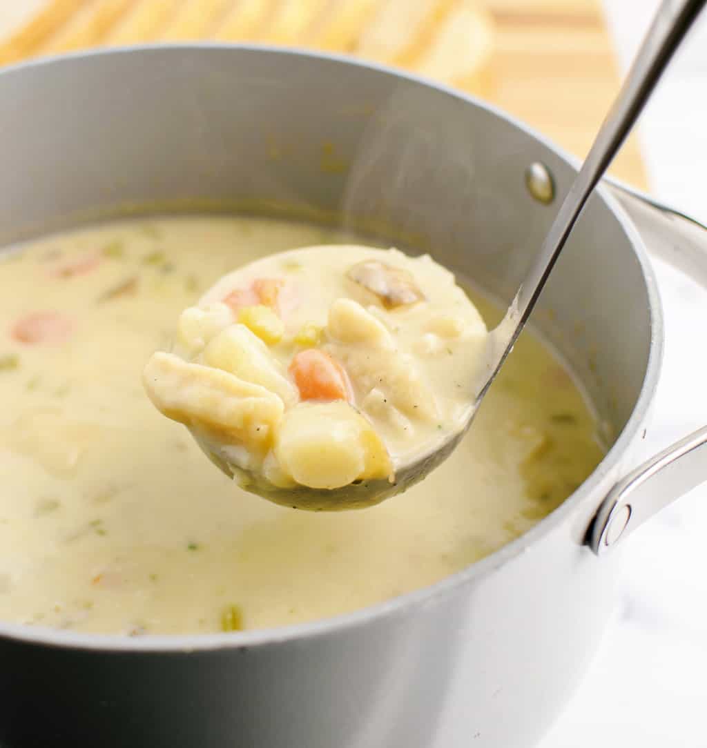 Homemade Knoephla Soup (Potato & Dumpling Soup So Easy!)