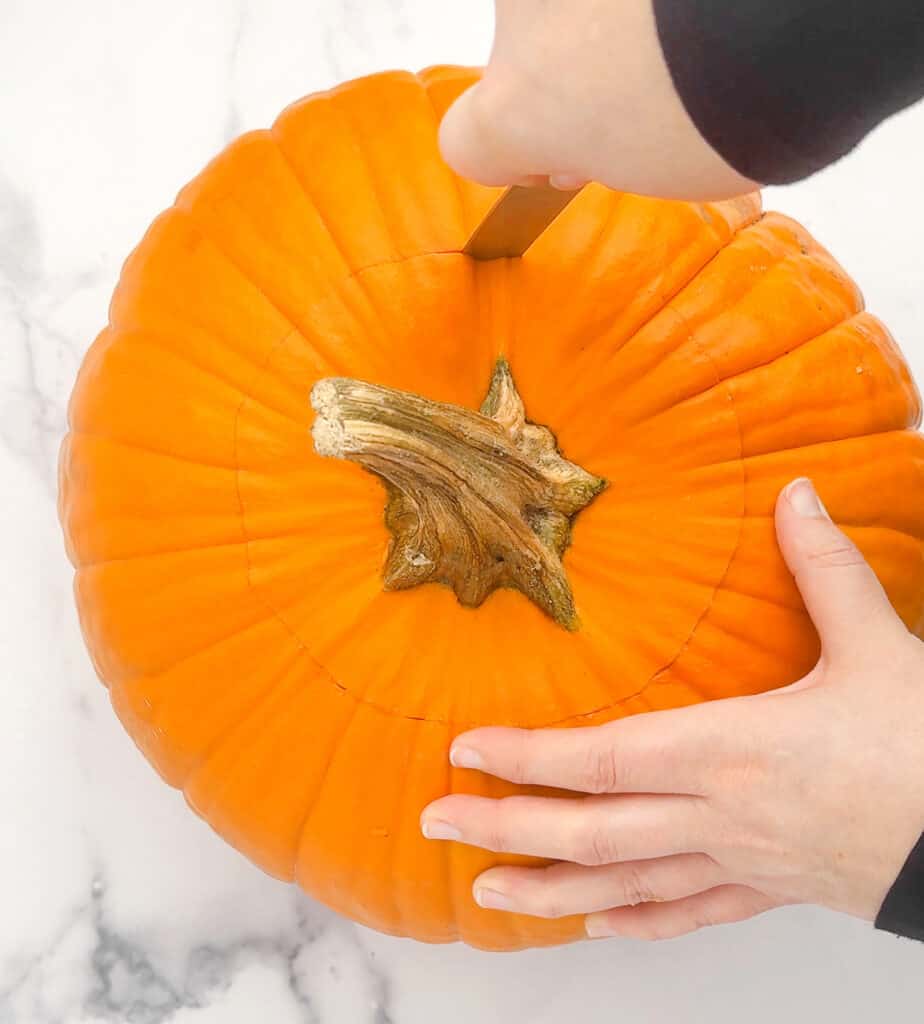 Cutting Top off of Pumpkin