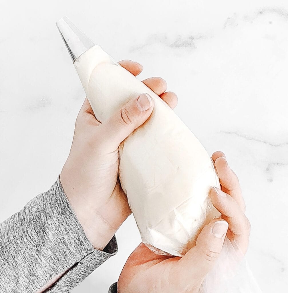 Hands Holding Piping Bag with Decorating Tip