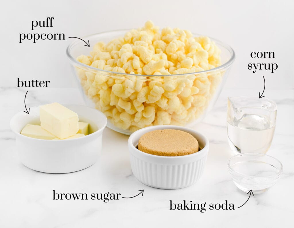 Ingredients for Caramel Puff Popcorn