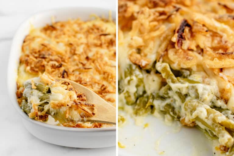 Cheesy Green Bean Casserole (Swiss Cheese & Fried Onions)