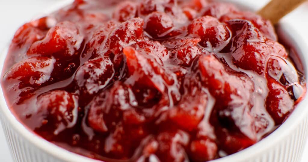 Closeup of Cranberry Sauce in Bowl