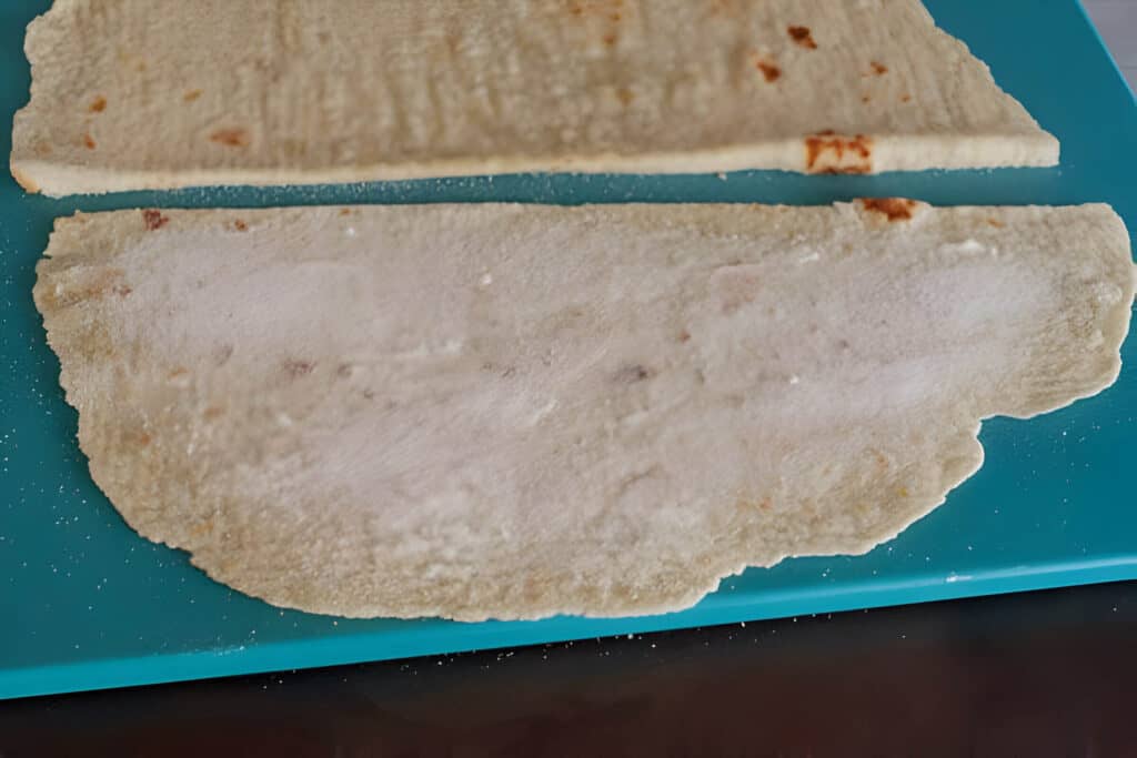 Lefse Cut in Half with Butter and Sugar