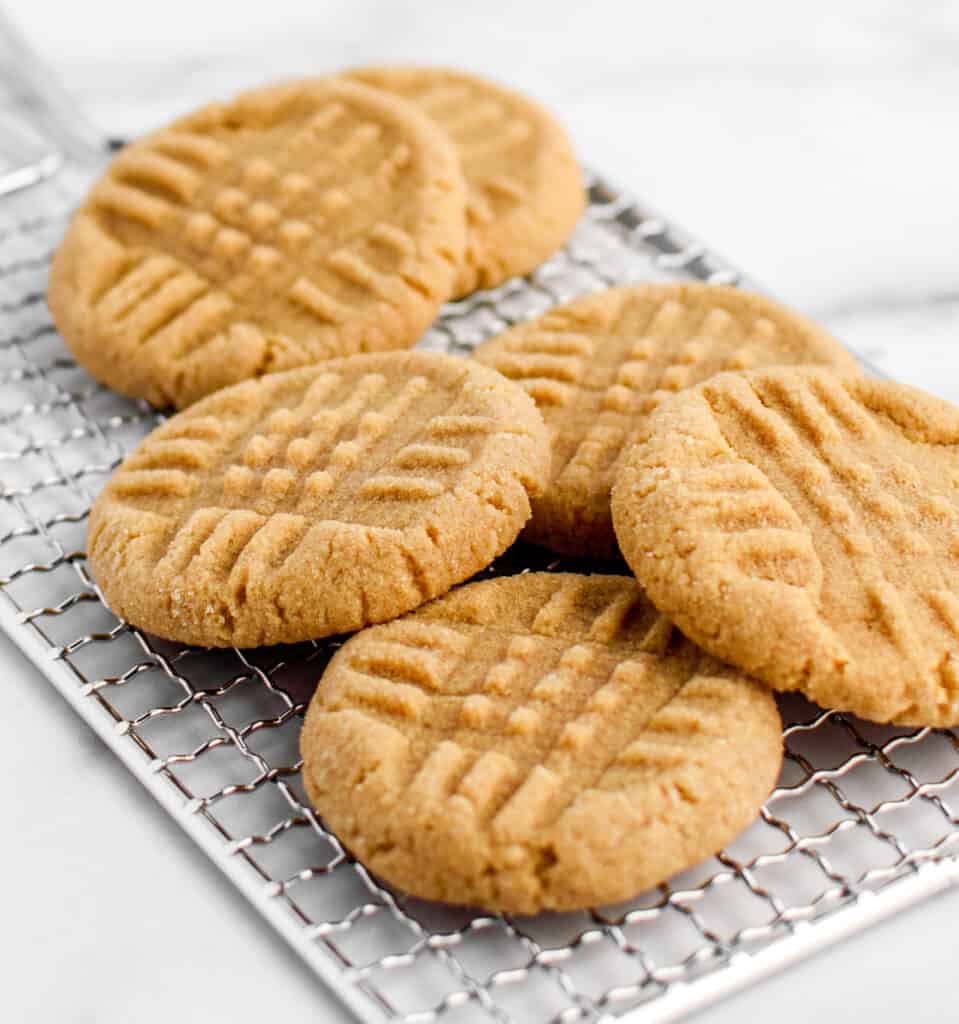 Peanut Butter Cookies on Wire Cooling Rack