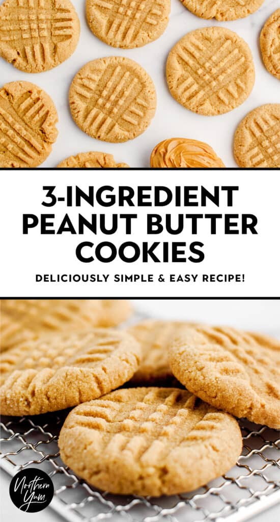 3 Ingredient Peanut Butter Cookies Pin 1