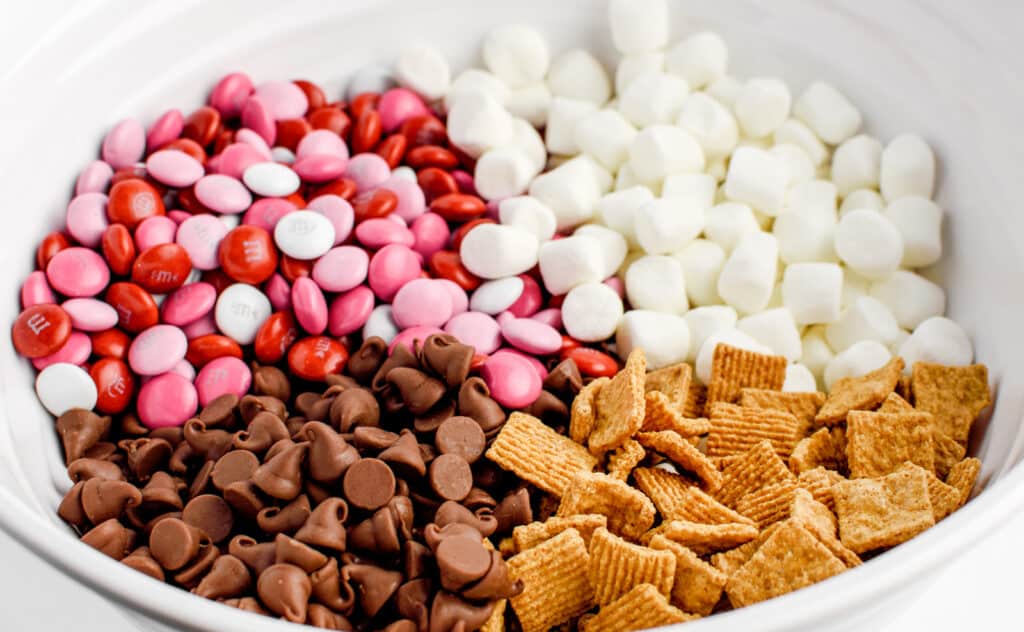 Snack Mix Ingredients in Bowl