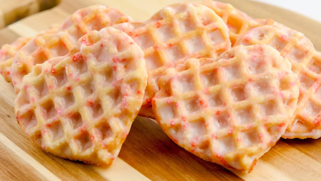 Pile of Heart Waffle Cookies