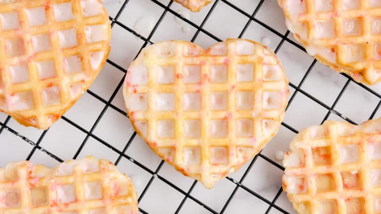 Heart Waffle Cookies on Cooling Rack